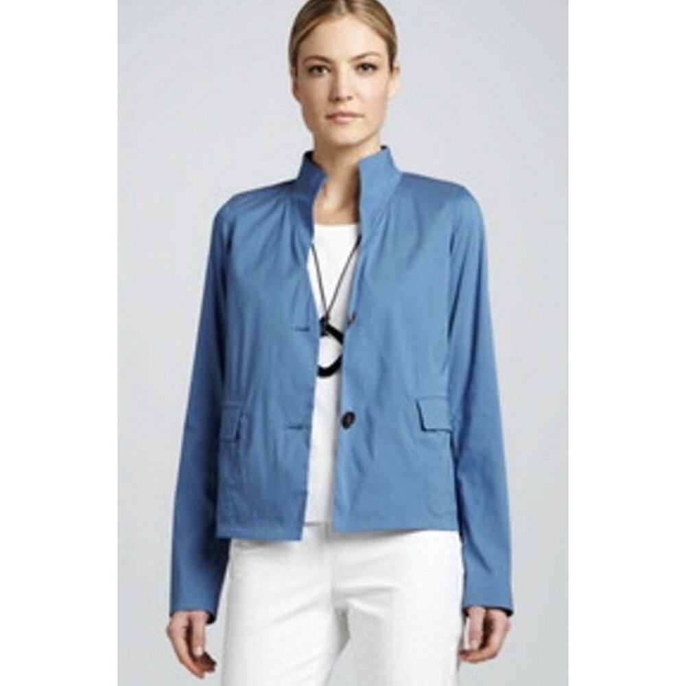 Lafayette 148 New York Tailored Diana blazer blue cotton blend, size large